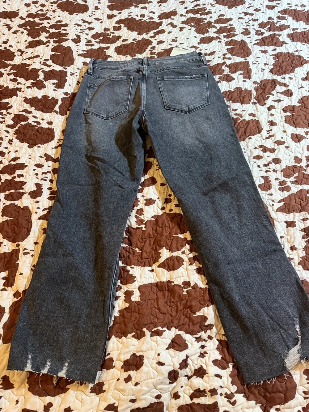 KanCan Washed Black Distressed Straight Leg Jeans